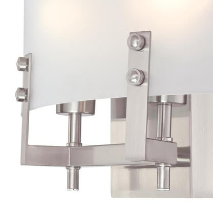 Enzo James Two-Light Indoor Wall Fixture: Brushed Nickel Finish with Frosted Glass
