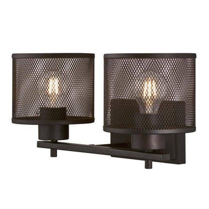 Morrison Two-Light Indoor Wall Fixture: Oil Rubbed Bronze Finish with Mesh Shades