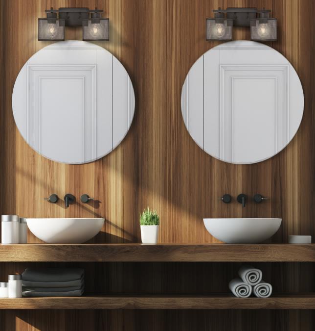 Morrison Two-Light Indoor Wall Fixture: Oil Rubbed Bronze Finish with Mesh Shades