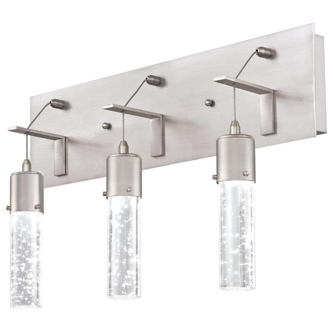 Cava Three-Light, 22-Watt LED Indoor Wall Fixture: Brushed Nickel Finish with Bubble Glass