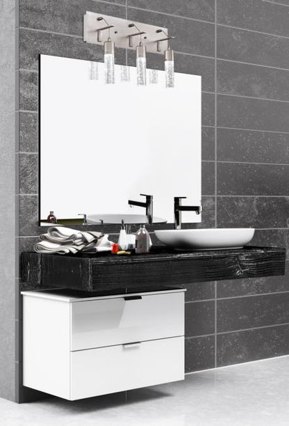 Cava Three-Light, 22-Watt LED Indoor Wall Fixture: Brushed Nickel Finish with Bubble Glass