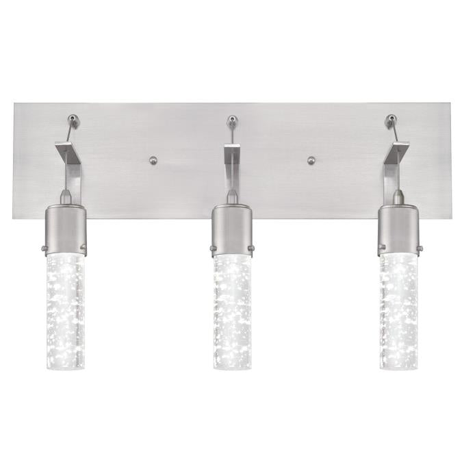 Cava Three-Light, 22-Watt LED Indoor Wall Fixture: Brushed Nickel Finish with Bubble Glass
