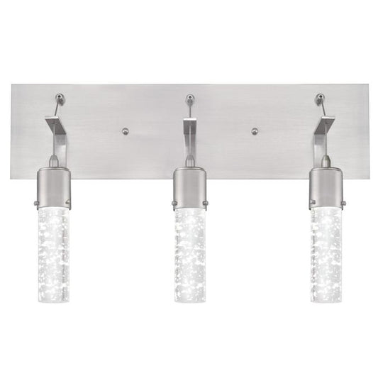 Cava Three-Light, 22-Watt LED Indoor Wall Fixture: Brushed Nickel Finish with Bubble Glass