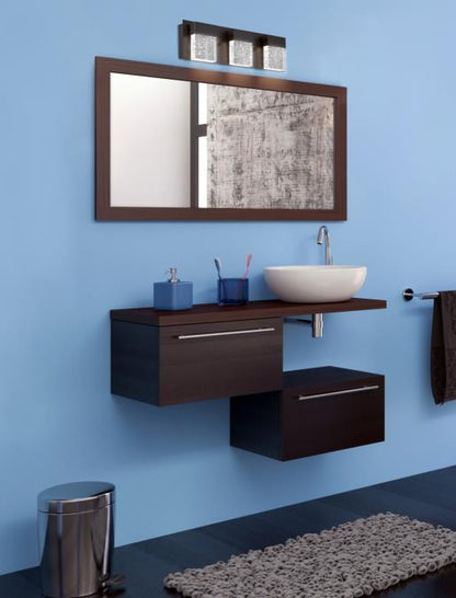 Cava II Three-Light, 21-Watt LED Indoor Wall Fixture: Matte Black Finish with Bubble Glass