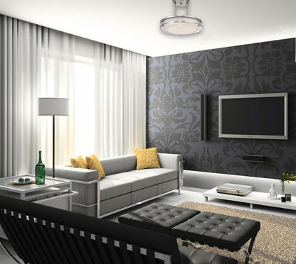 Lauderdale 11-7/8-Inch Dimmable LED Indoor Semi-Flush Mount Ceiling Fixture: Brushed Nickel Finish with White Acrylic Shade