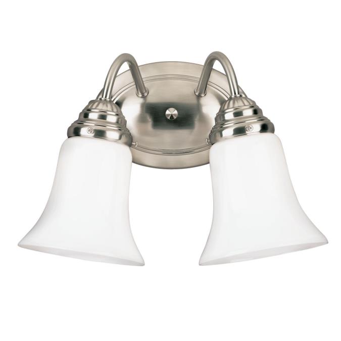 Two-Light Indoor Wall Fixture: Brushed Nickel Finish with White Opal Glass