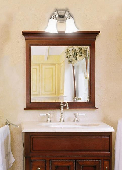 Two-Light Indoor Wall Fixture: Brushed Nickel Finish with White Opal Glass