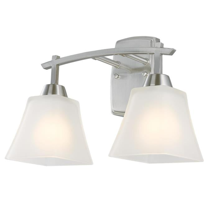 Midori Two-Light Indoor Wall Fixture: Brushed Nickel Finish with Frosted Glass