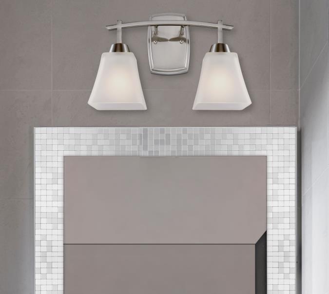Midori Two-Light Indoor Wall Fixture: Brushed Nickel Finish with Frosted Glass