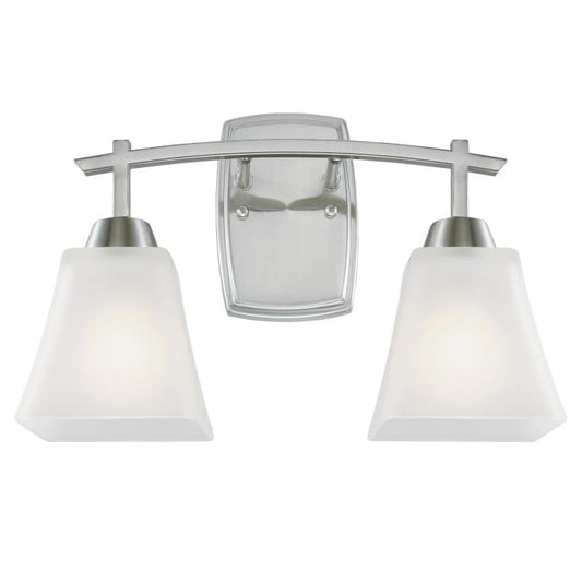 Midori Two-Light Indoor Wall Fixture: Brushed Nickel Finish with Frosted Glass