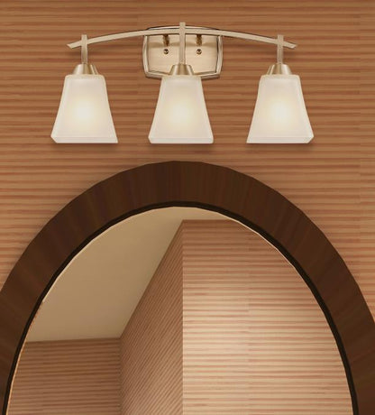 Midori Three-Light Indoor Wall Fixture: Brushed Nickel Finish with Frosted Glass