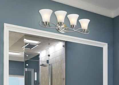 Dunmore Four-Light Indoor Wall Fixture: Brushed Nickel Finish with Frosted Glass