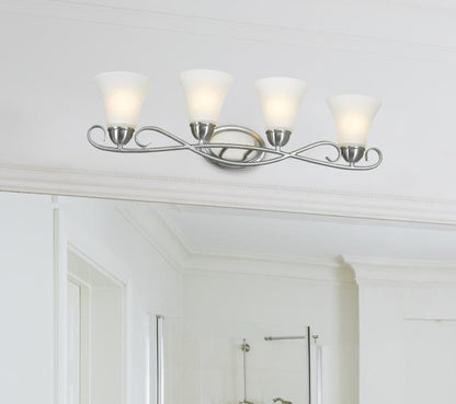 Dunmore Four-Light Indoor Wall Fixture: Brushed Nickel Finish with Frosted Glass