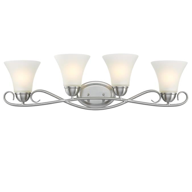 Dunmore Four-Light Indoor Wall Fixture: Brushed Nickel Finish with Frosted Glass