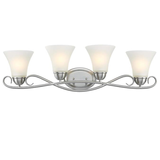 Dunmore Four-Light Indoor Wall Fixture: Brushed Nickel Finish with Frosted Glass