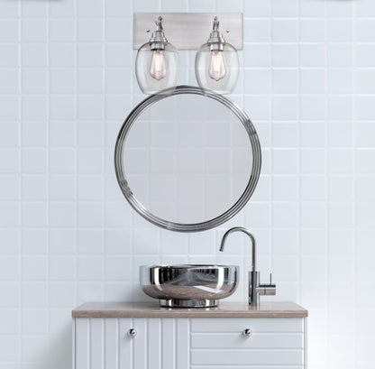 Eldon Two-Light Indoor Wall Fixture: Brushed Aluminum Finish with Clear Glass