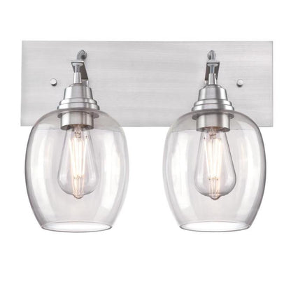 Eldon Two-Light Indoor Wall Fixture: Brushed Aluminum Finish with Clear Glass