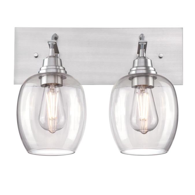 Eldon Two-Light Indoor Wall Fixture: Brushed Aluminum Finish with Clear Glass