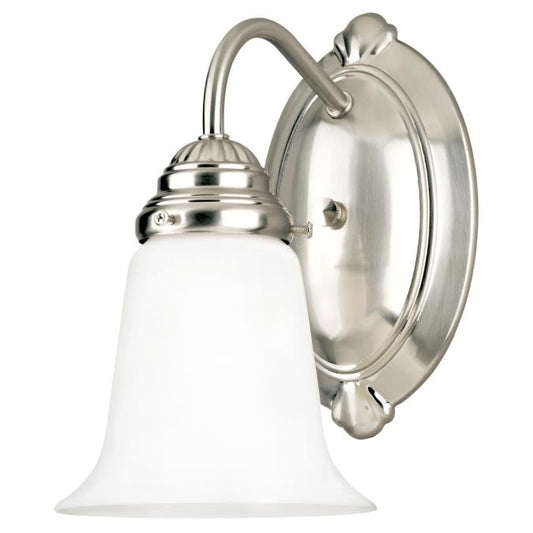 One-Light Indoor Wall Fixture: Brushed Nickel Finish with White Opal Glass