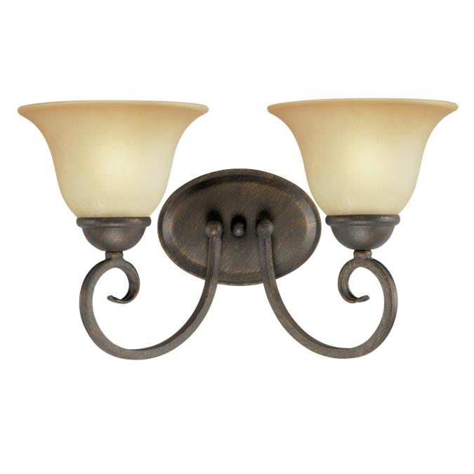 Two-Light Indoor Wall Fixture: Ebony Bronze Finish with Aged Alabaster Glass