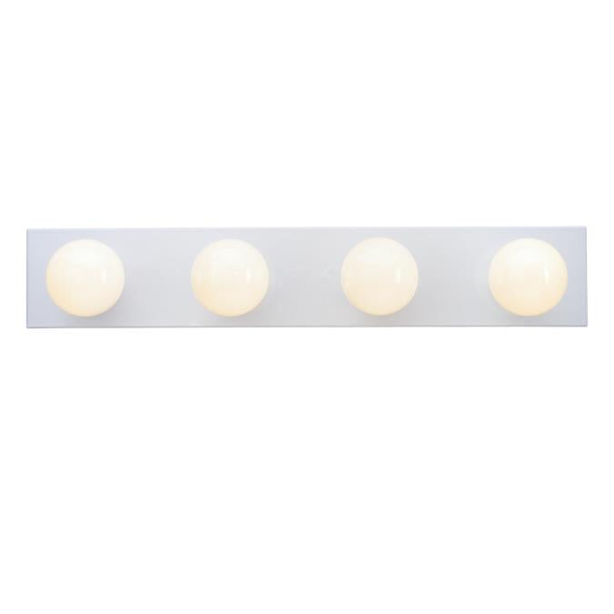 Four-Light Indoor Bath Bar: White Finish