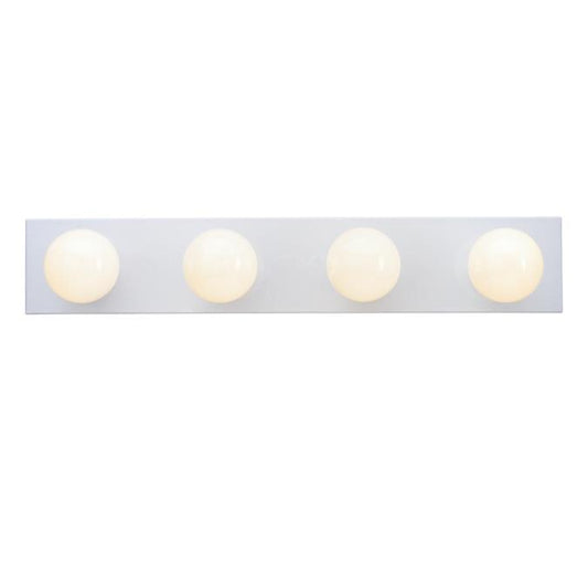 Four-Light Indoor Bath Bar: White Finish