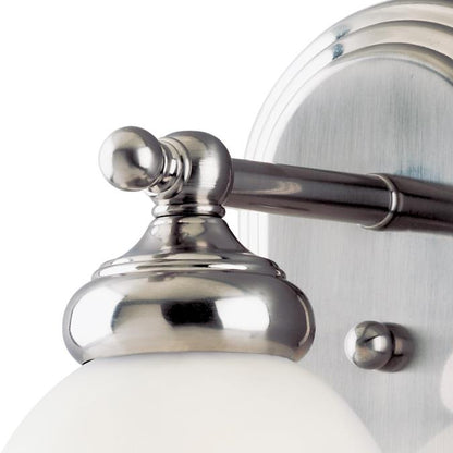 One-Light Indoor Wall Fixture: Brushed Nickel Finish with Frosted White Alabaster Glass