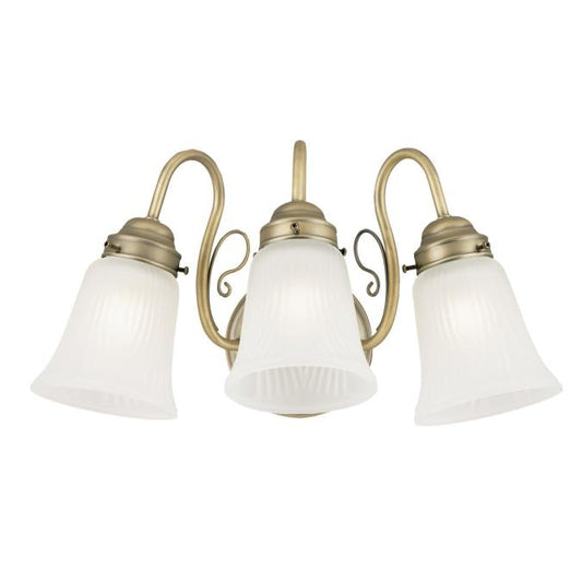 Three-Light Indoor Wall Fixture: Oyster Bronze Finish with Frosted Ribbed Design Glass