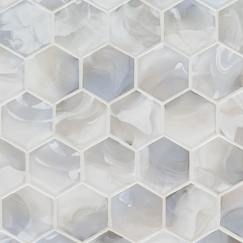 Akoya Pearl 3 Hexagon Mosaic Tile