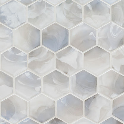 Akoya Pearl 3 Hexagon Mosaic Tile