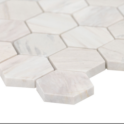 Angora Polished 2" Hexagon Mosaic Tile
