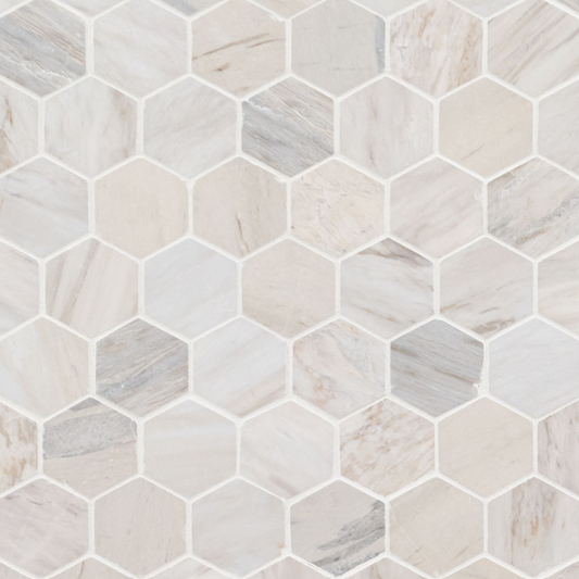 Angora Polished 2" Hexagon Mosaic Tile