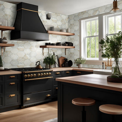 Arabescato Venato White 8" Hexagon Honed