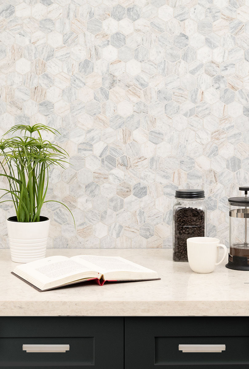 Capri Blue 2 Hexagon Mosaic Tile