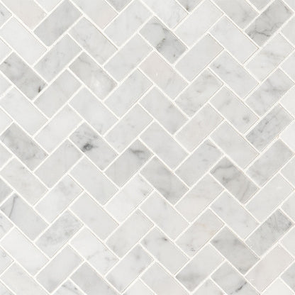Carrara White Herringbone Tile