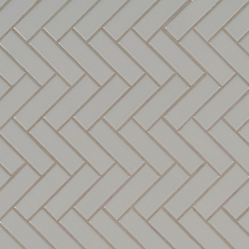 Gray Glossy Herringbone Tile