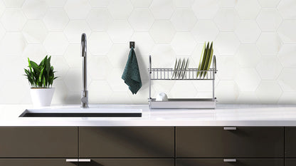 Greecian White 8" Hexagon Polished